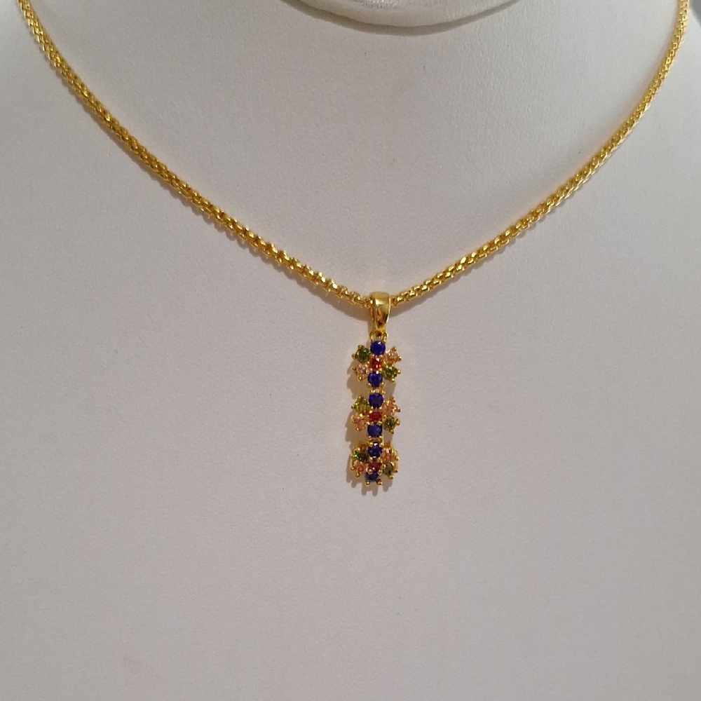 Elegant Gold Necklace with Multicolor CZ
